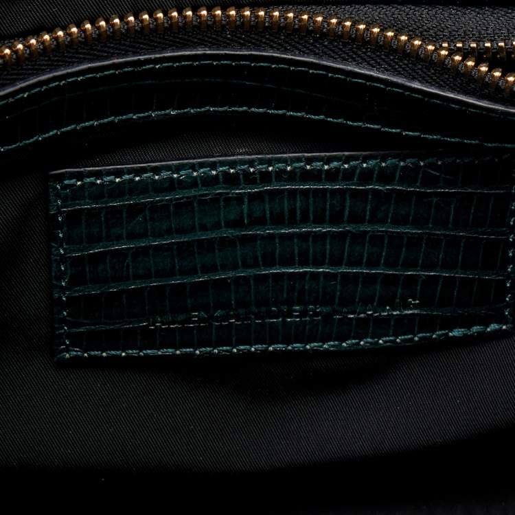 Pre Owned Alexander Wang Green Croc Embossed And Iguana Leather Marion Prisma  Shoulder Bag