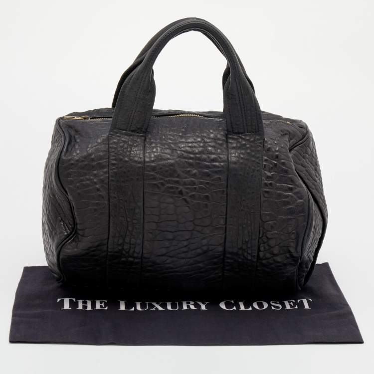 Pre Owned Alexander Wang Black Leather Studded Boston Bag