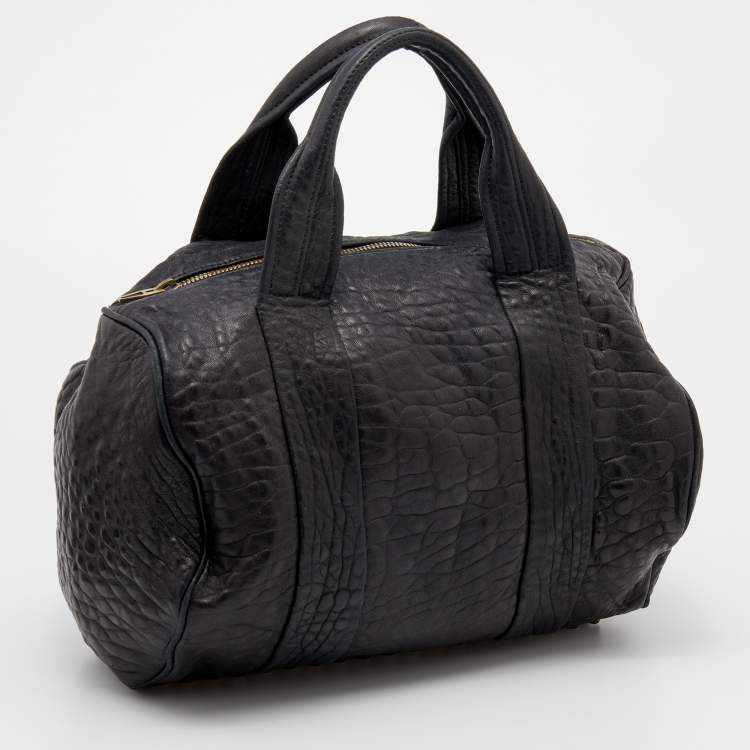 Pre Owned Alexander Wang Black Leather Studded Boston Bag