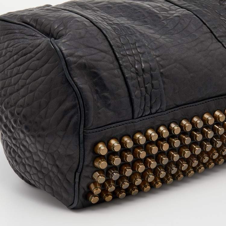 Pre Owned Alexander Wang Black Leather Studded Boston Bag