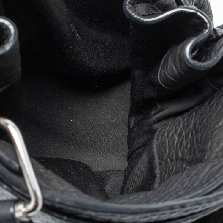 Pre Owned Alexander Wang Black Textured Leather Diego Bucket Bag
