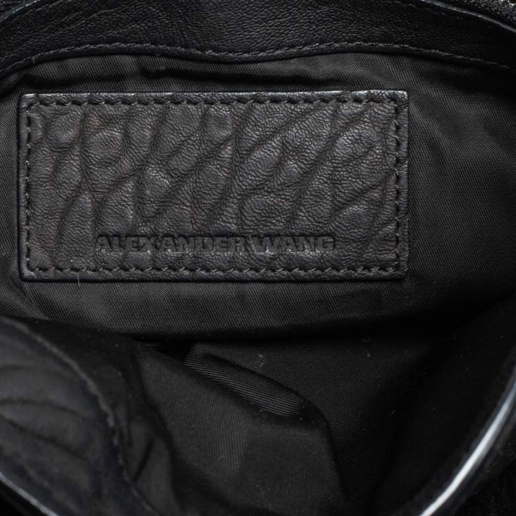 Pre Owned Alexander Wang Black Textured Leather Diego Bucket Bag