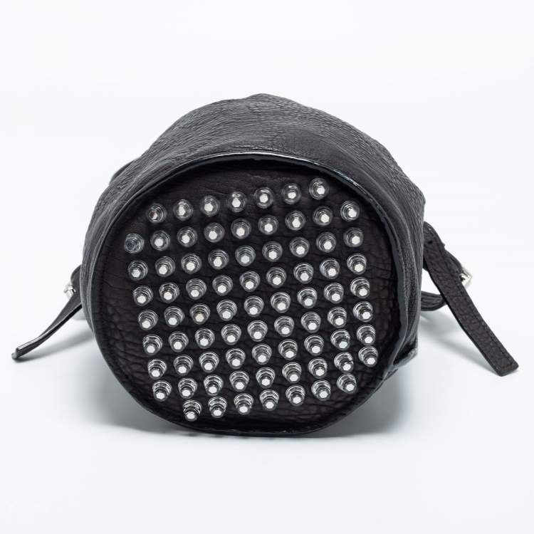 Pre Owned Alexander Wang Black Textured Leather Diego Bucket Bag