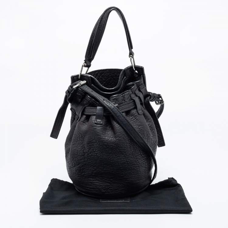 Pre Owned Alexander Wang Black Textured Leather Diego Bucket Bag