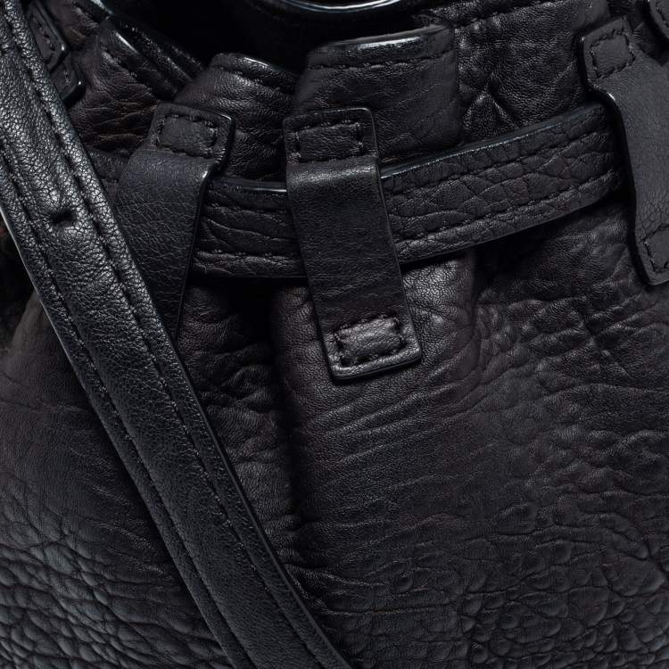 Pre Owned Alexander Wang Black Textured Leather Diego Bucket Bag