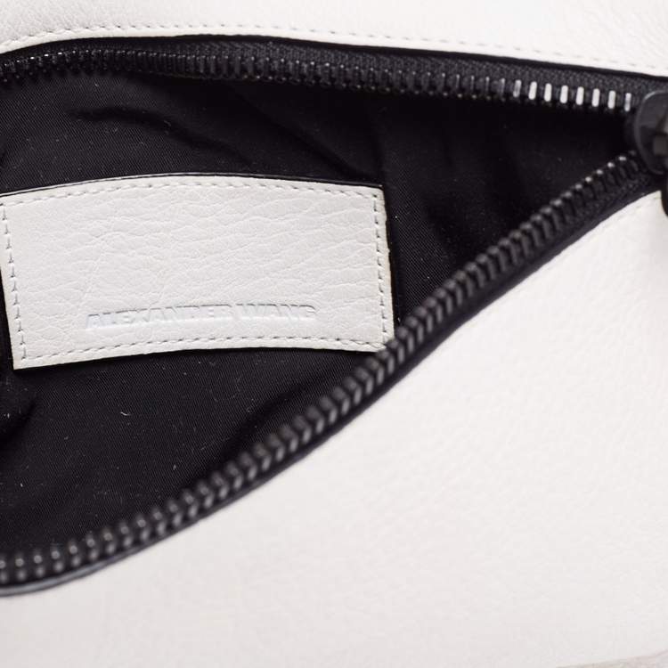 Pre Owned Alexander Wang White/Black Leather Slim Wristlet Clutch