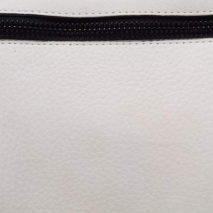 Pre Owned Alexander Wang White/Black Leather Slim Wristlet Clutch