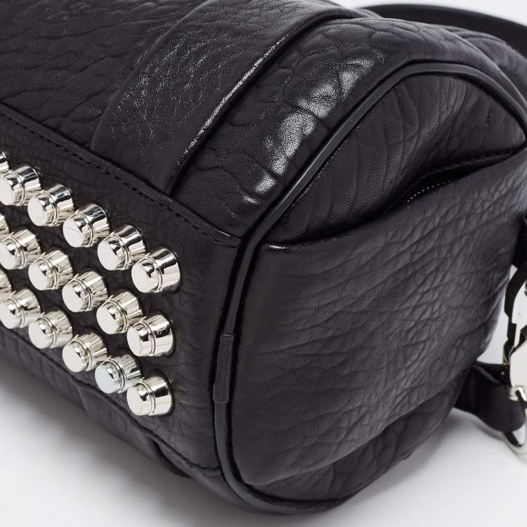 Pre Owned Alexander Wang Black Textured Leather Mini Rocco Duffel Bag