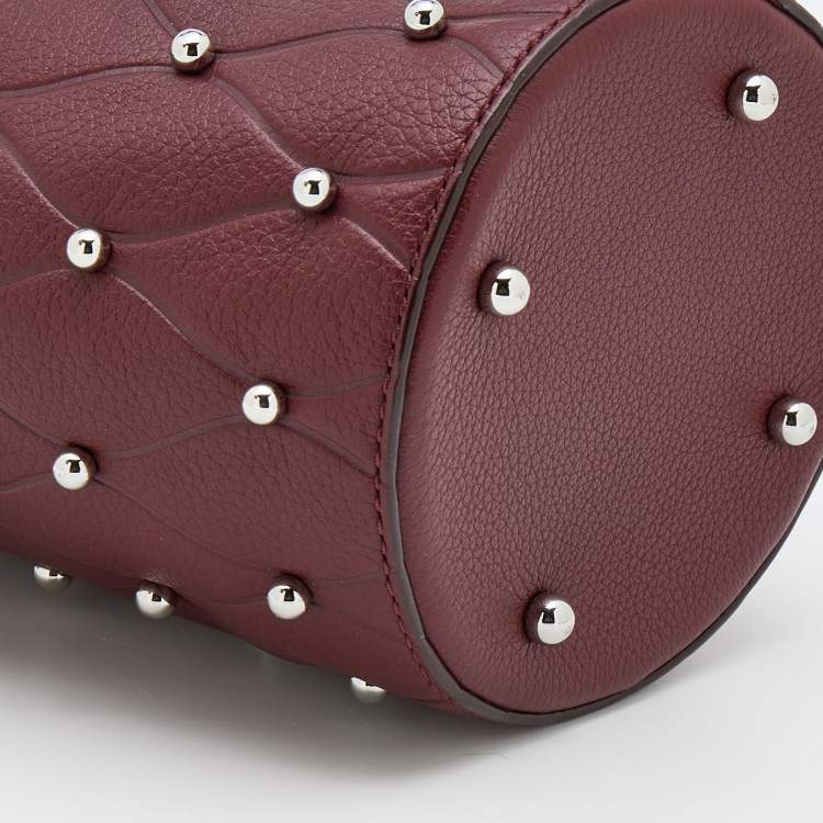 Pre Owned Alexander Wang Burgundy Leather Mini Roxy Studded Bucket Bag