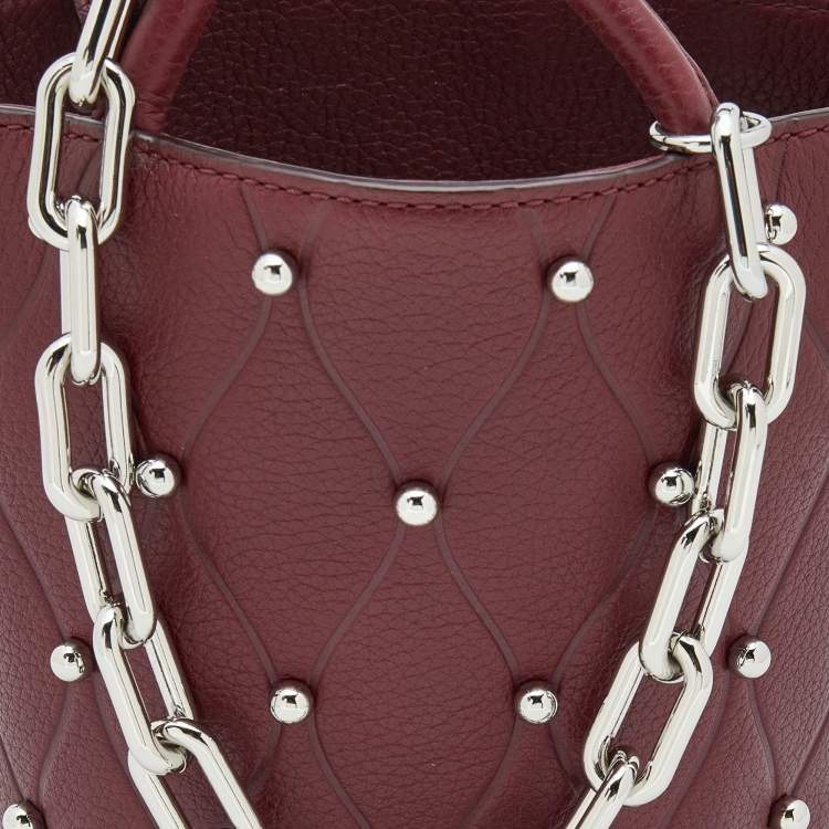 Pre Owned Alexander Wang Burgundy Leather Mini Roxy Studded Bucket Bag