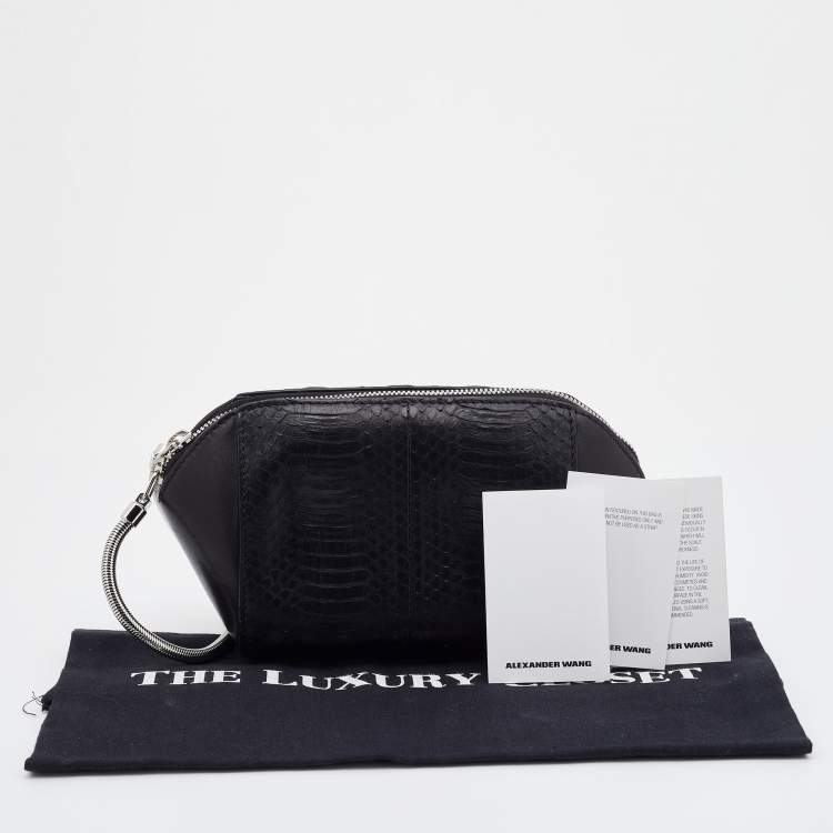 Pre Owned Alexander Wang Black Watersnake Leather Chastity Pouch