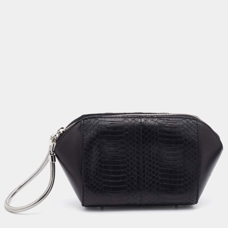 Pre Owned Alexander Wang Black Watersnake Leather Chastity Pouch