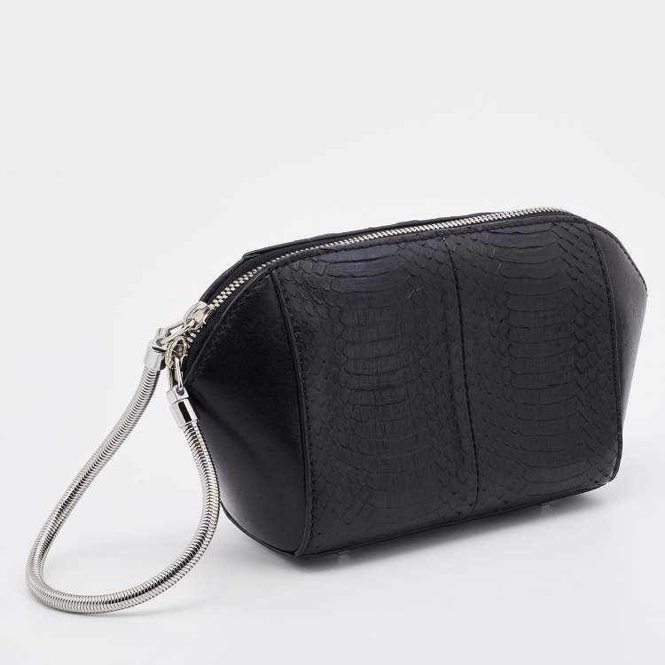 Pre Owned Alexander Wang Black Watersnake Leather Chastity Pouch
