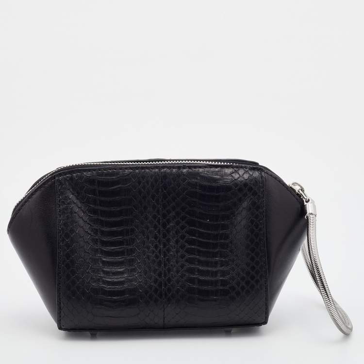 Pre Owned Alexander Wang Black Watersnake Leather Chastity Pouch