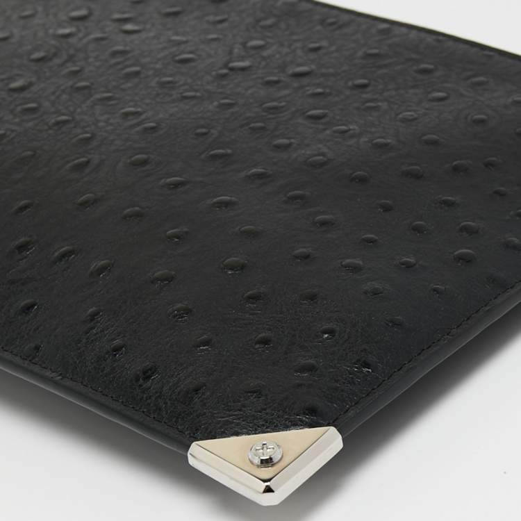 Pre Owned Alexander Wang Black Ostrich Embossed Leather Clutch