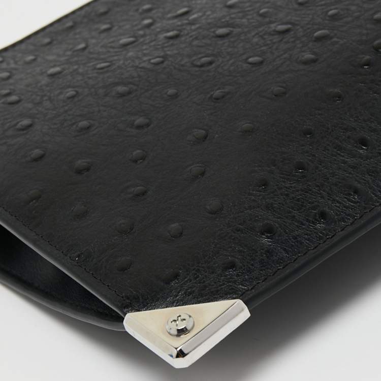 Pre Owned Alexander Wang Black Ostrich Embossed Leather Clutch