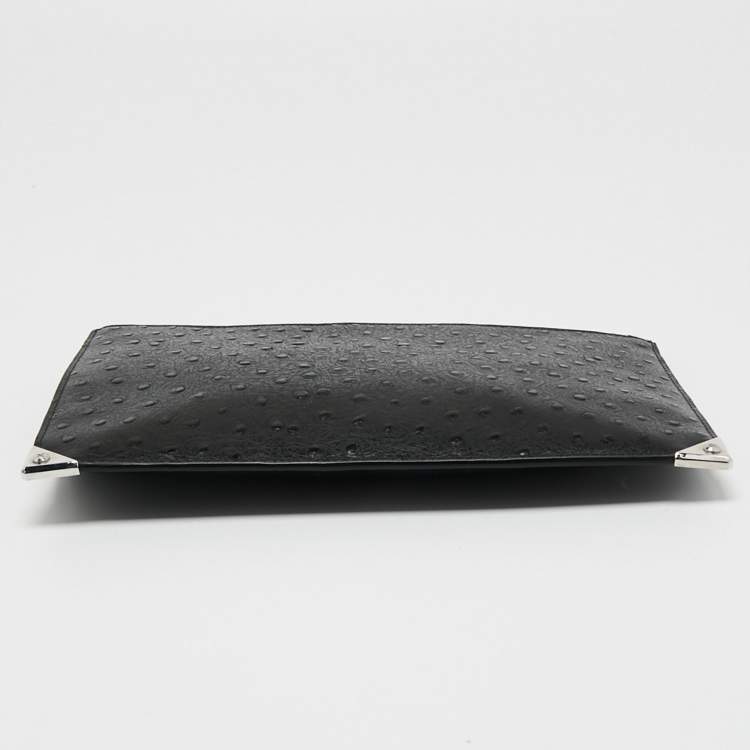 Pre Owned Alexander Wang Black Ostrich Embossed Leather Clutch