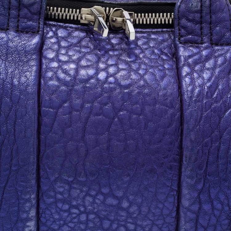 Pre Owned Alexander Wang Metallic Blue Leather Studded Rocco Duffle Bag
