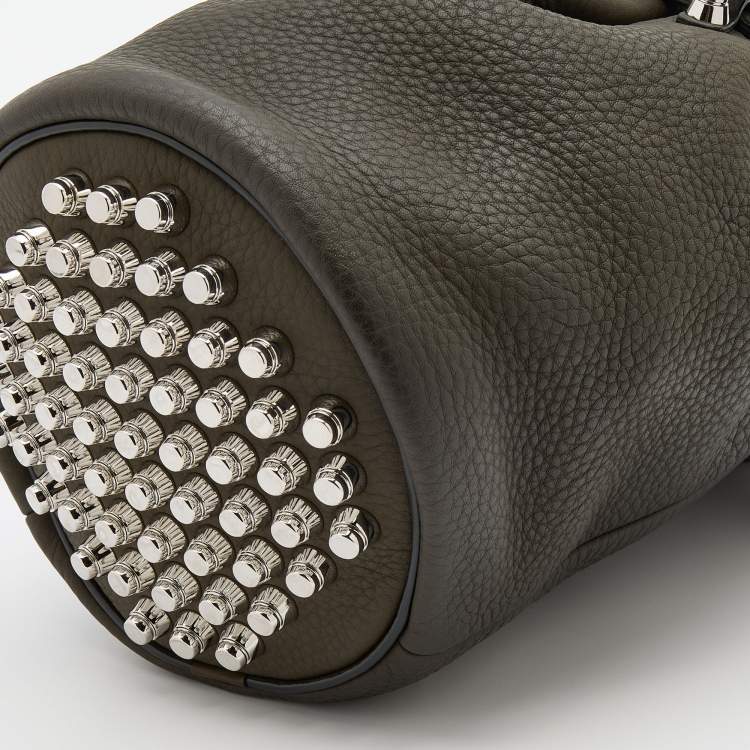Pre Owned Alexander Wang Dark Olive Leather Studded Diego Bucket Bag