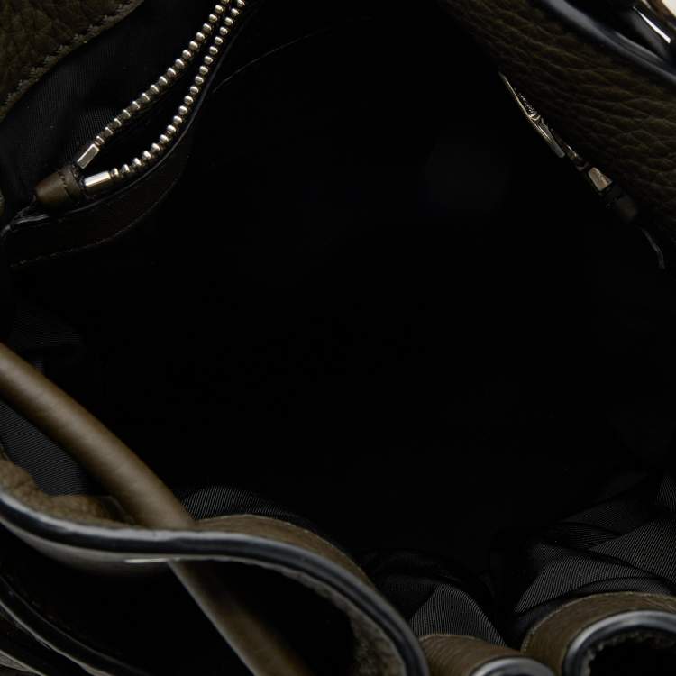 Pre Owned Alexander Wang Dark Olive Leather Studded Diego Bucket Bag