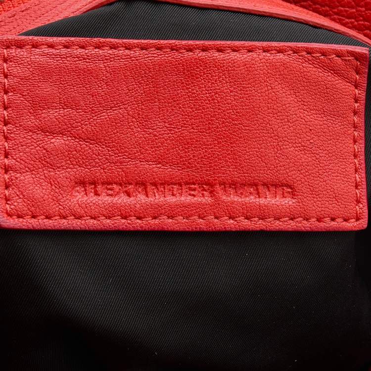 Pre Owned Alexander Wang Orange Textured Leather Diego Bucket Bag