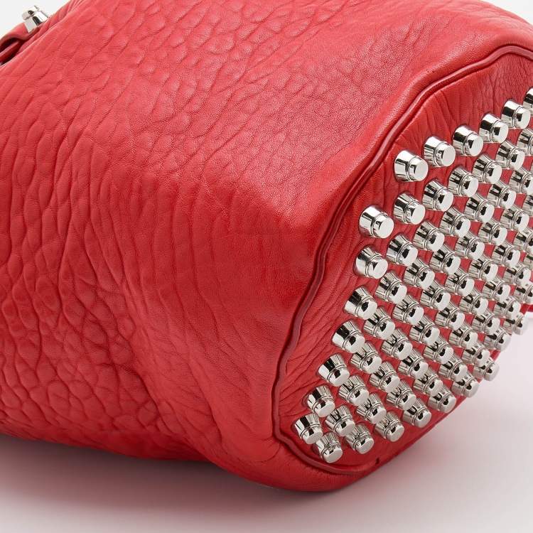 Pre Owned Alexander Wang Orange Textured Leather Diego Bucket Bag
