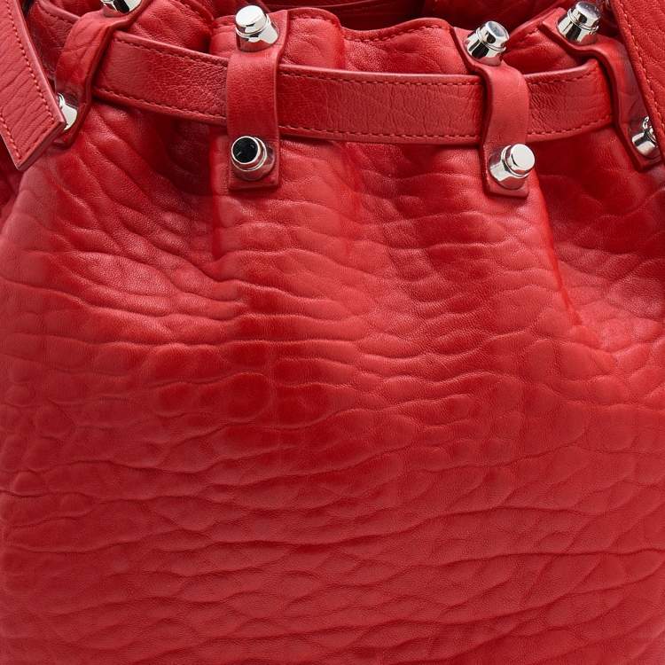 Pre Owned Alexander Wang Orange Textured Leather Diego Bucket Bag