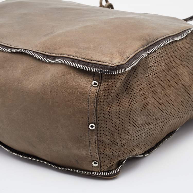 Pre Owned Alexander Wang Grey Leather Perforated Adjustable Satchel