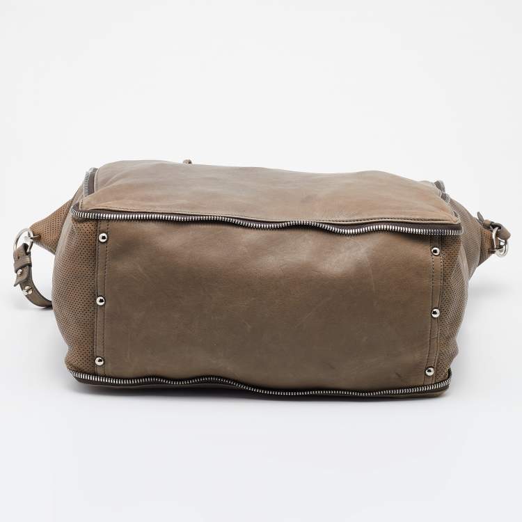 Pre Owned Alexander Wang Grey Leather Perforated Adjustable Satchel