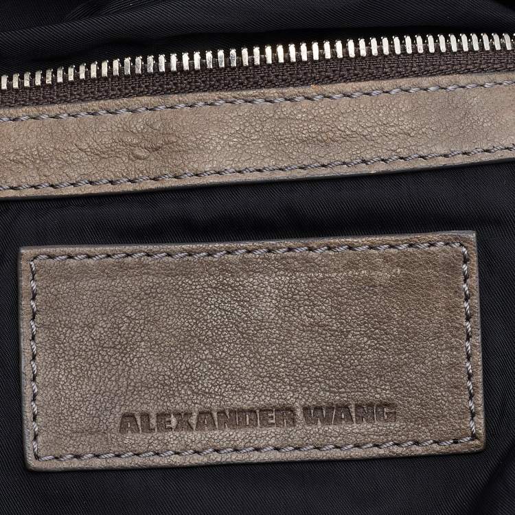 Pre Owned Alexander Wang Grey Leather Perforated Adjustable Satchel