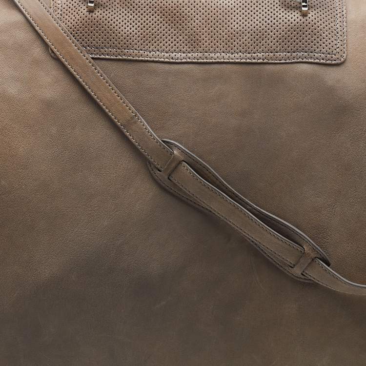 Pre Owned Alexander Wang Grey Leather Perforated Adjustable Satchel