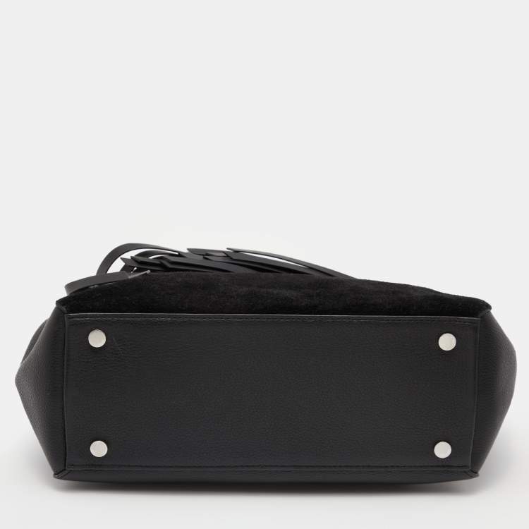 Pre Owned Alexander Wang Black Leather and Suede Attica Fringe Satchel