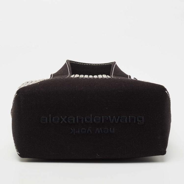 Pre Owned Alexander Wang Black Canvas Mini Cruiser Crystal Embellished Tote 
