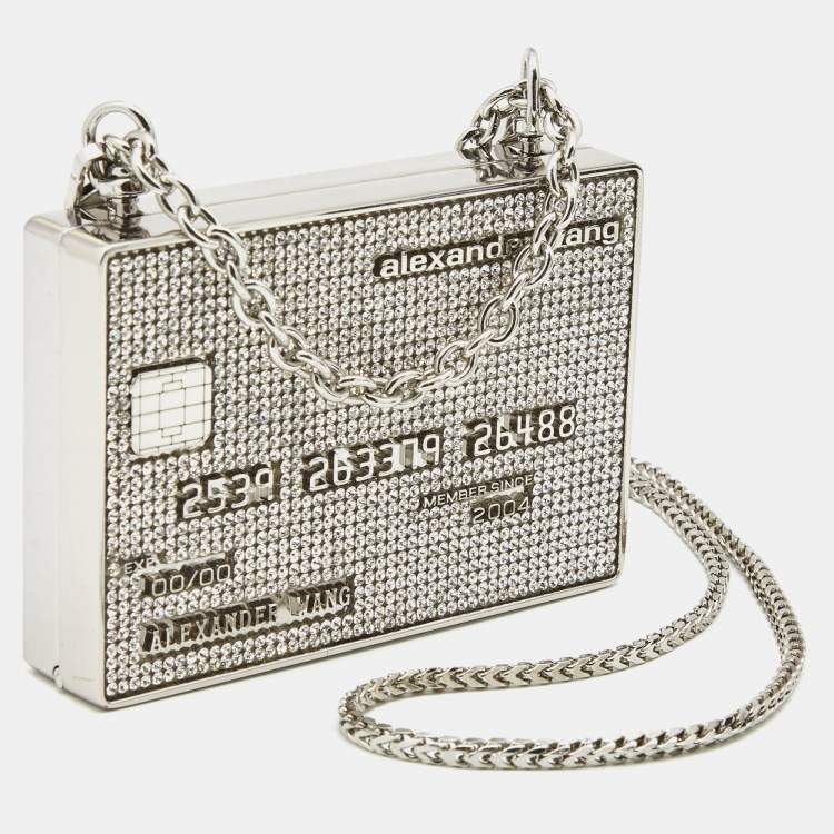 Pre Owned Alexander Wang Crystals Embellished Credit Card Minaudiere Bag 