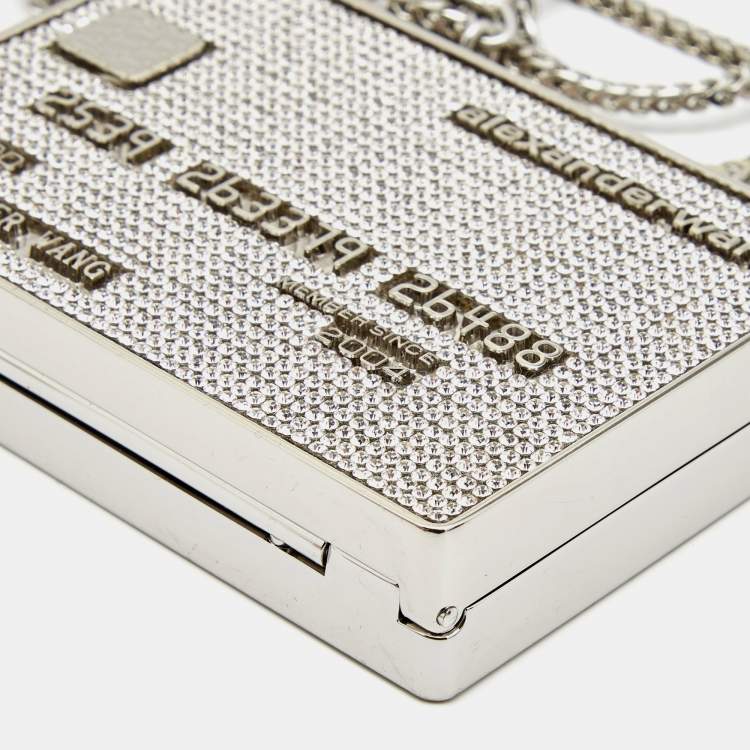 Pre Owned Alexander Wang Crystals Embellished Credit Card Minaudiere Bag 