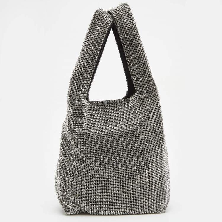 Pre Owned Alexander Wang Silver/Red Crystals and Leather Wangloc Xie Xie Bodega Bag 