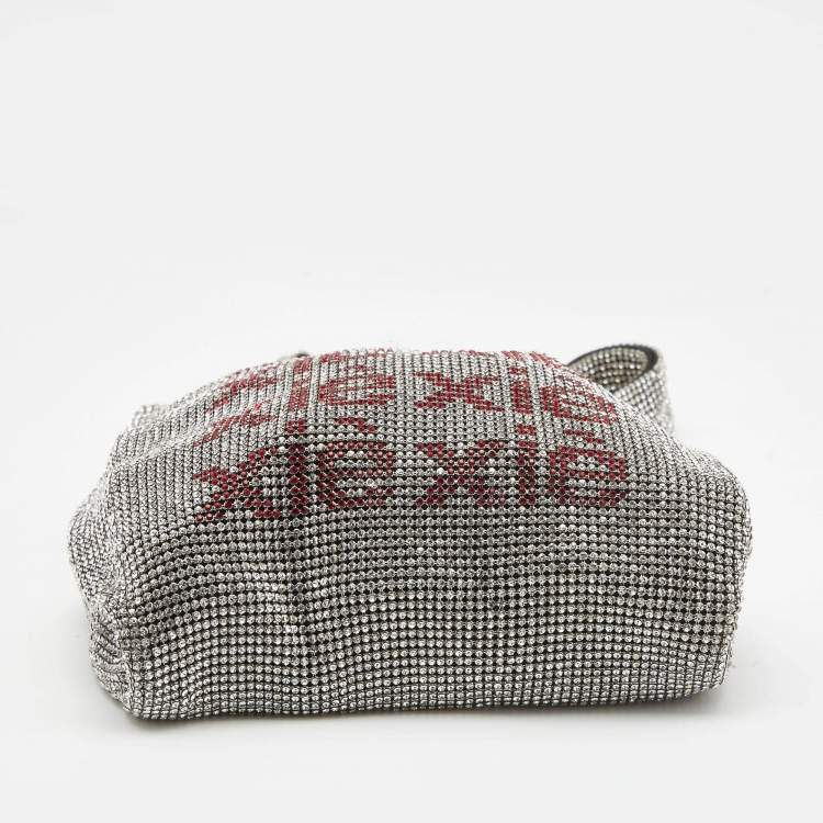 Pre Owned Alexander Wang Silver/Red Crystals and Leather Wangloc Xie Xie Bodega Bag 