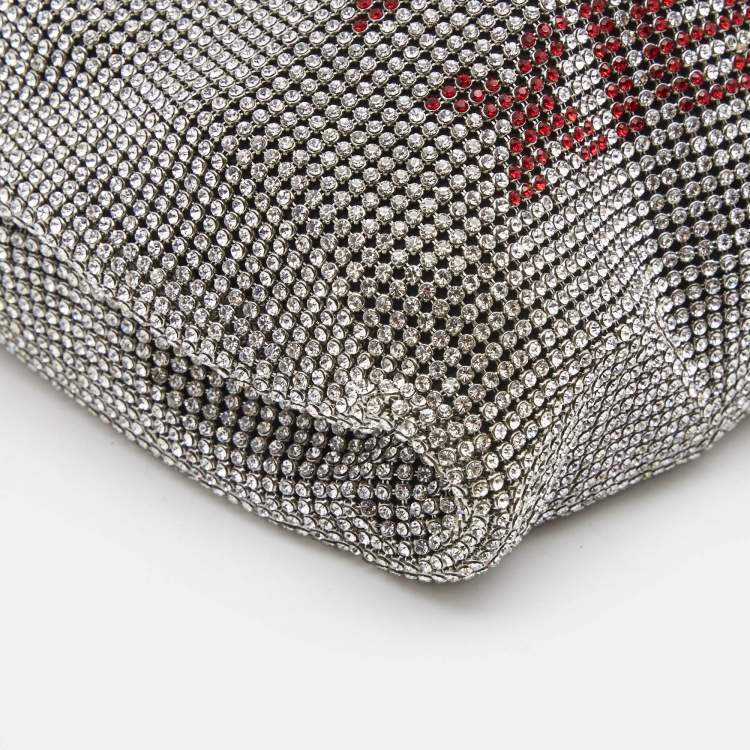 Pre Owned Alexander Wang Silver/Red Crystals and Leather Wangloc Xie Xie Bodega Bag 