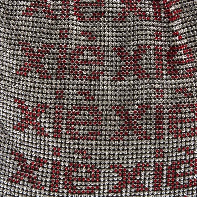 Pre Owned Alexander Wang Silver/Red Crystals and Leather Wangloc Xie Xie Bodega Bag 