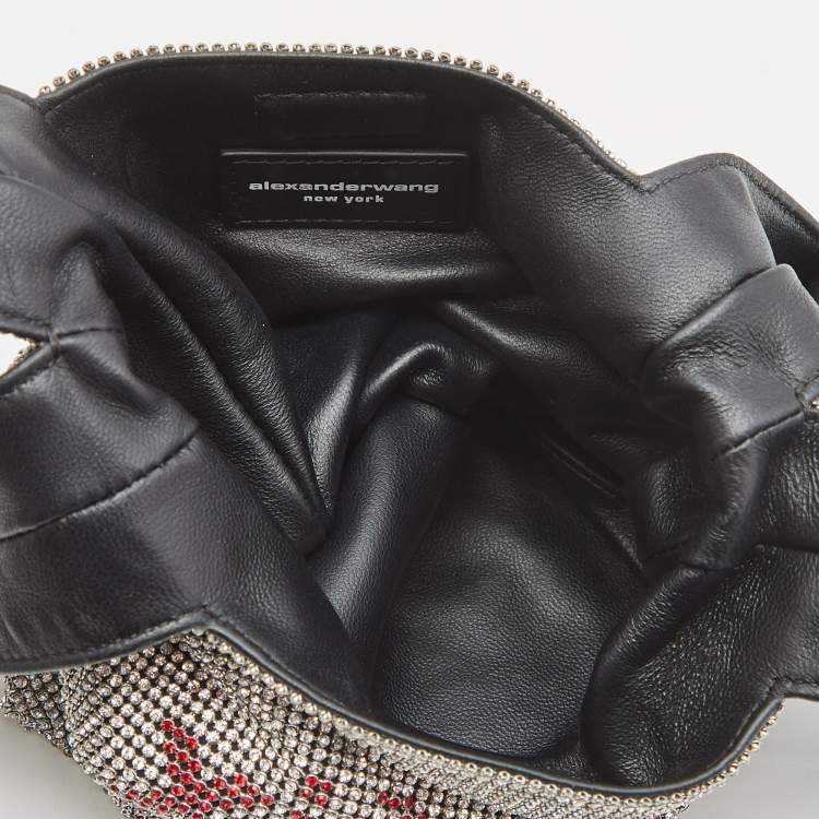 Pre Owned Alexander Wang Silver/Red Crystals and Leather Wangloc Xie Xie Bodega Bag 