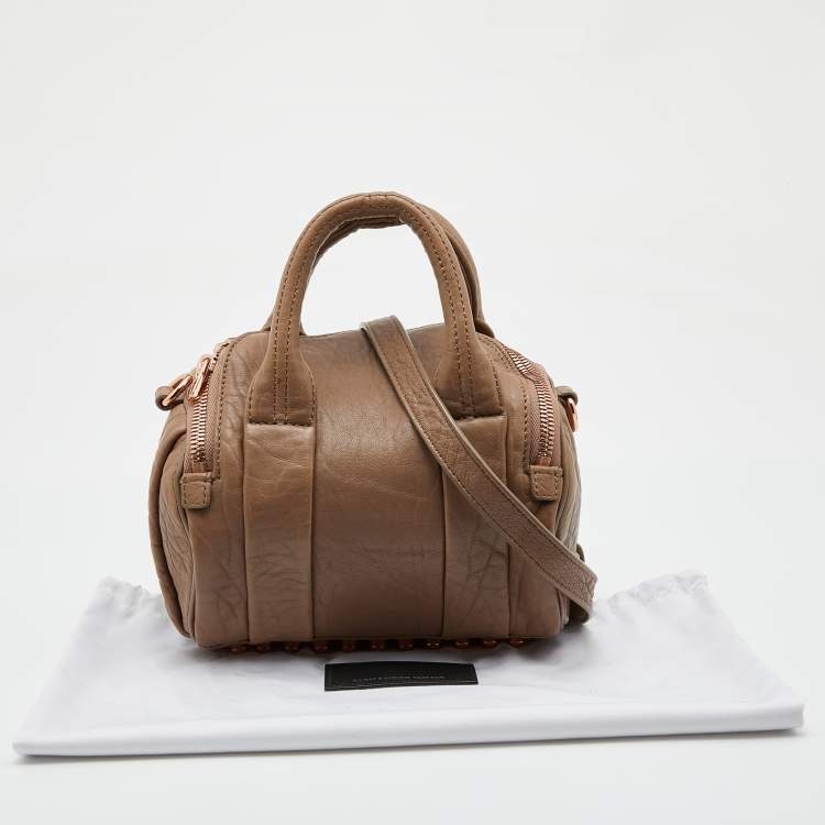 Pre Owned Alexander Wang Taupe Beige Leather Rocco Boston Bag