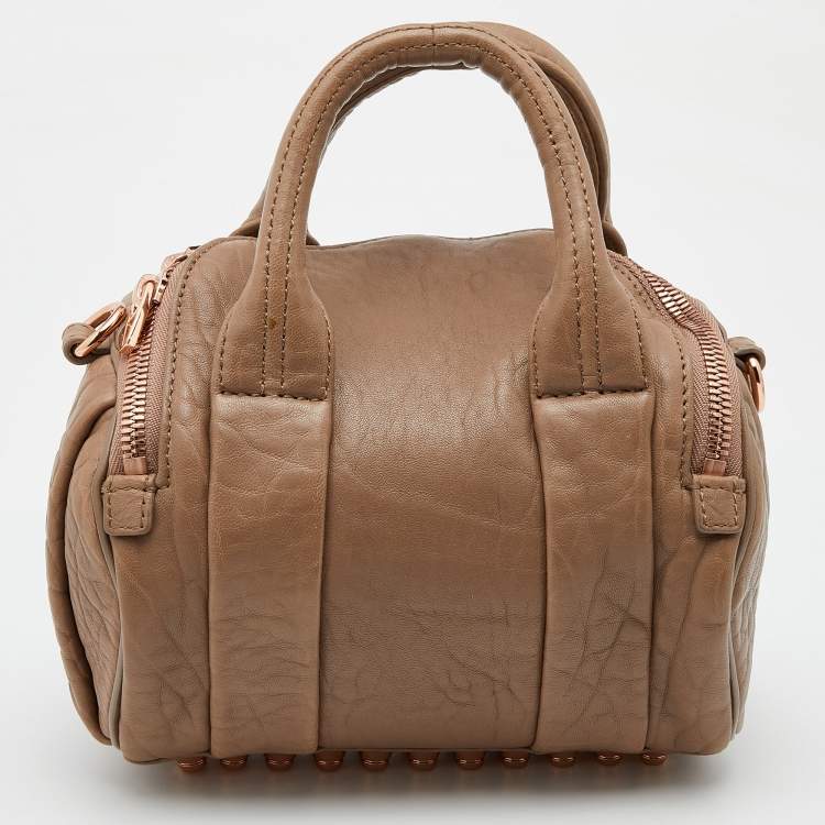 Pre Owned Alexander Wang Taupe Beige Leather Rocco Boston Bag