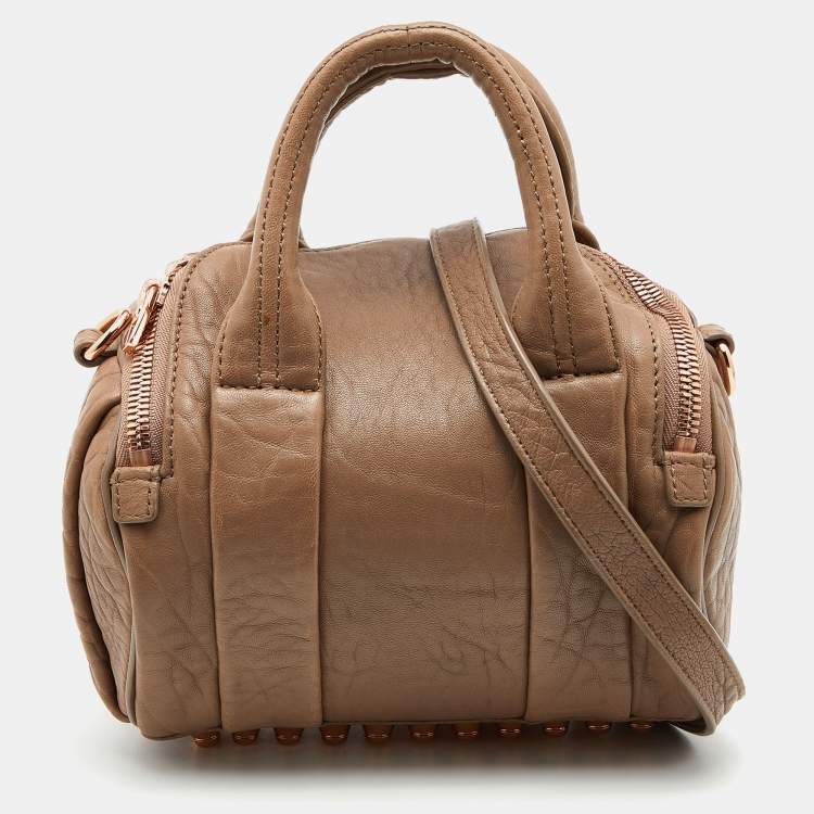Pre Owned Alexander Wang Taupe Beige Leather Rocco Boston Bag