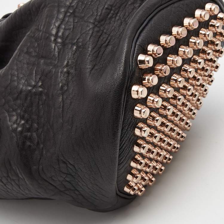 Pre Owned Alexander Wang Black Textured Leather Diego Bucket Bag