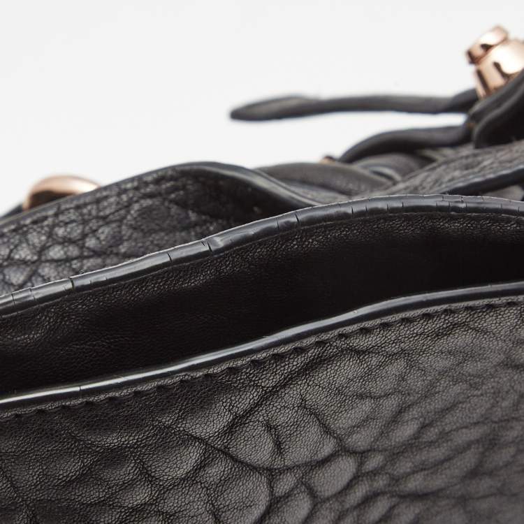 Pre Owned Alexander Wang Black Textured Leather Diego Bucket Bag