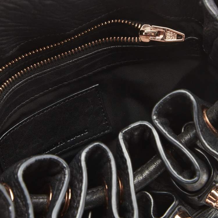 Pre Owned Alexander Wang Black Textured Leather Diego Bucket Bag