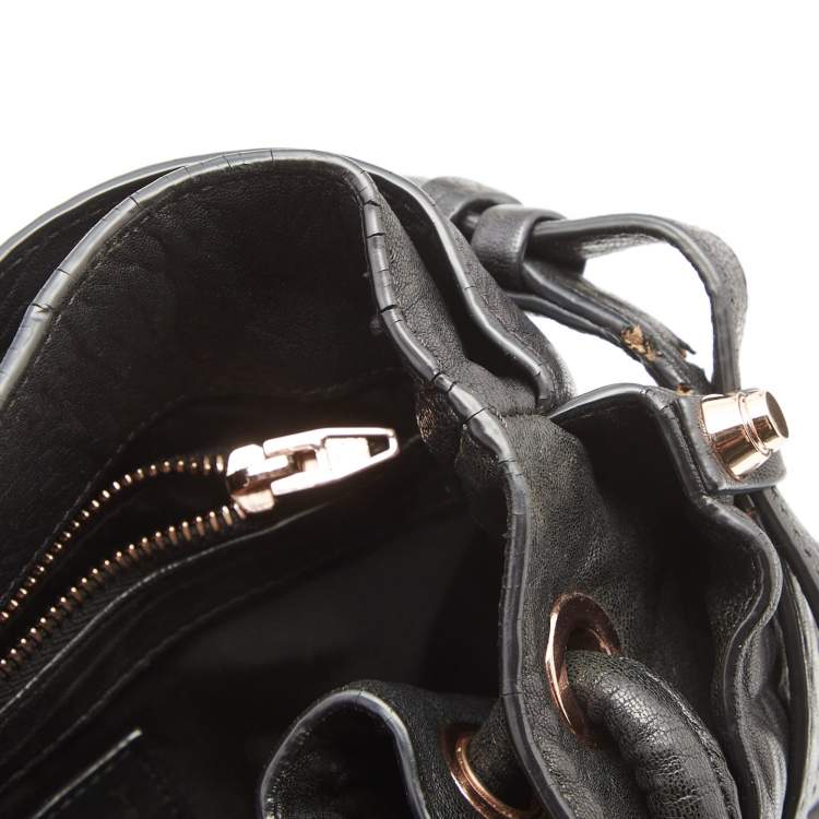 Pre Owned Alexander Wang Black Textured Leather Diego Bucket Bag
