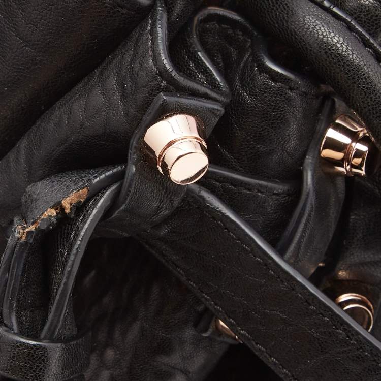 Pre Owned Alexander Wang Black Textured Leather Diego Bucket Bag