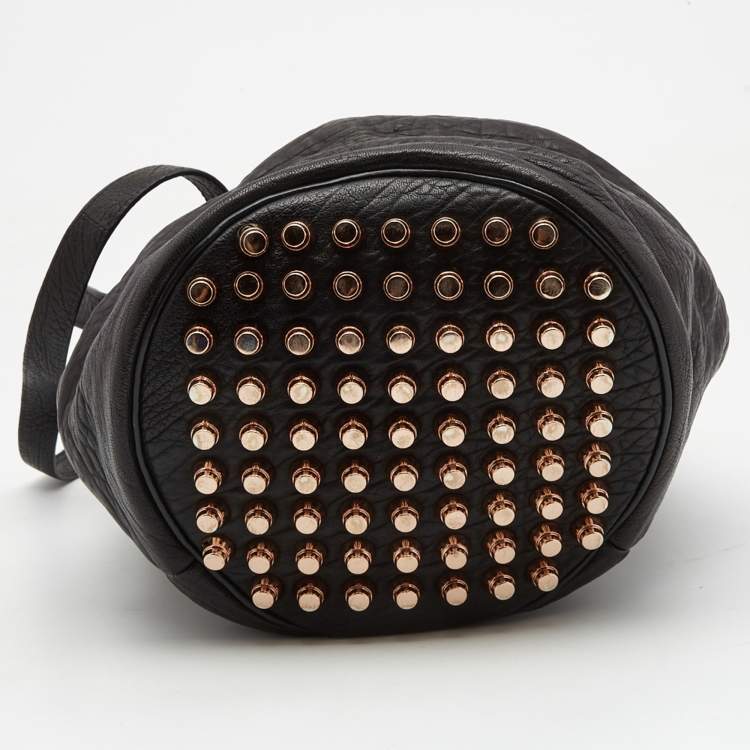Pre Owned Alexander Wang Black Textured Leather Diego Bucket Bag