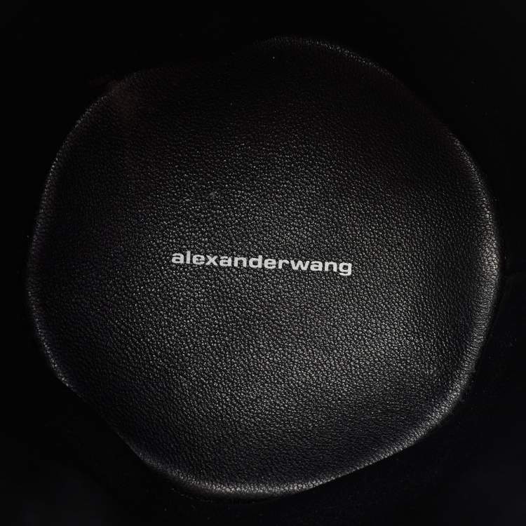 Pre Owned Alexander Wang Black Suede and Leather Micro Roxy Cage Bucket Bag